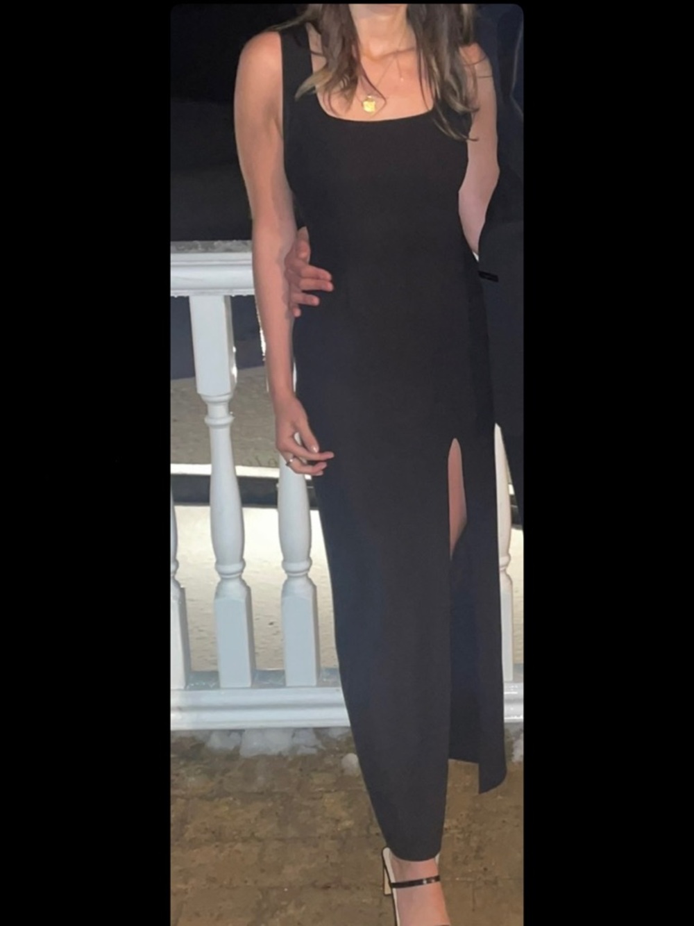 Aqua Black Sleeveless Maxi Dress with Side Slit